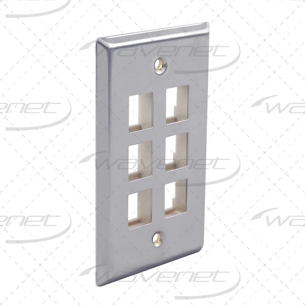 WAVENET 6 PORT FLUSH MOUNTING STYLE STAINLESS STEEL FACEPLATE