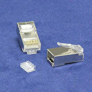 RJ45 Cat. 6 Shielded Plug - Solid - 50 Micron - 3-Prong - with Guide -100 pack