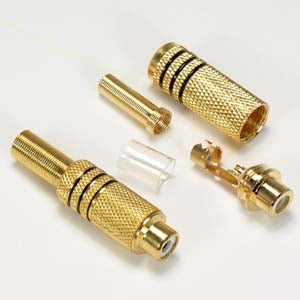 RCA Female Connector Jack Metal Gold Plated Black Color