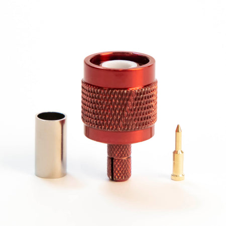 TNC Male Red. Crimp connector for LMR195 , RG58