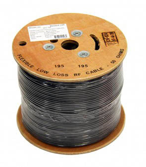 1000 Foot Low Loss 195 Coaxial Cable. LMR-195 Equivalent Coaxial Cable - Black
