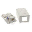 1 Port Surface Mount Box White with Cat. 6 keystone Jack