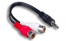 6 inch 3.5mm Stereo Male/Jack to (2) RCA Female Cable