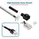300 Foot Cat.6A 28 AWG Stainless Steel Armored Bulk Cable