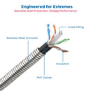 300 Foot Cat.6A 24 AWG Stainless Steel Armored Bulk Cable