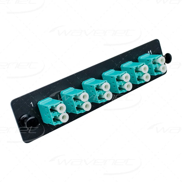 WAVENET LC Fiber Adapter Panel 12-Port, Duplex, Multimode/OM3, Aqua