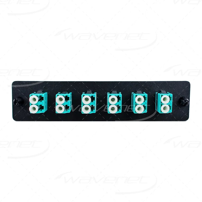WAVENET LC Fiber Adapter Panel 12-Port, Duplex, Multimode/OM3, Aqua