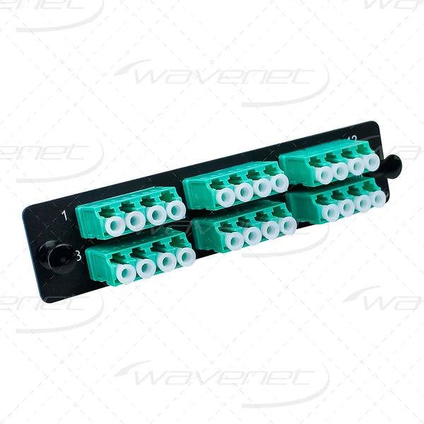 WAVENET LC Fiber Adapter Panel 24-Port, Duplex, Multimode/OM3, Aqua