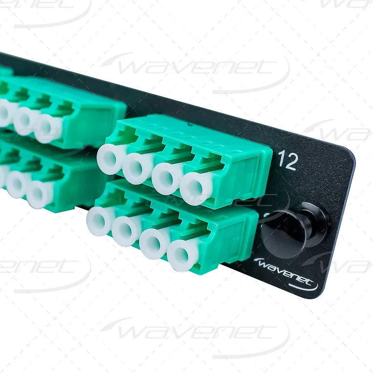 WAVENET LC Fiber Adapter Panel 24-Port, Duplex, Multimode/OM3, Aqua