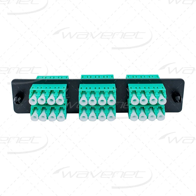 WAVENET LC Fiber Adapter Panel 24-Port, Duplex, Multimode/OM3, Aqua