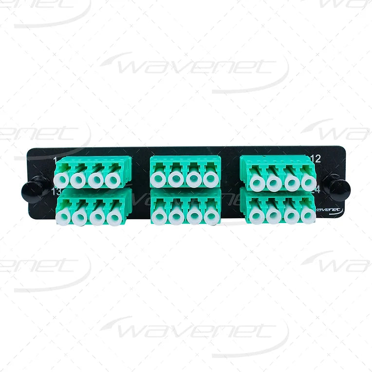 WAVENET LC Fiber Adapter Panel 24-Port, Duplex, Multimode/OM3, Aqua