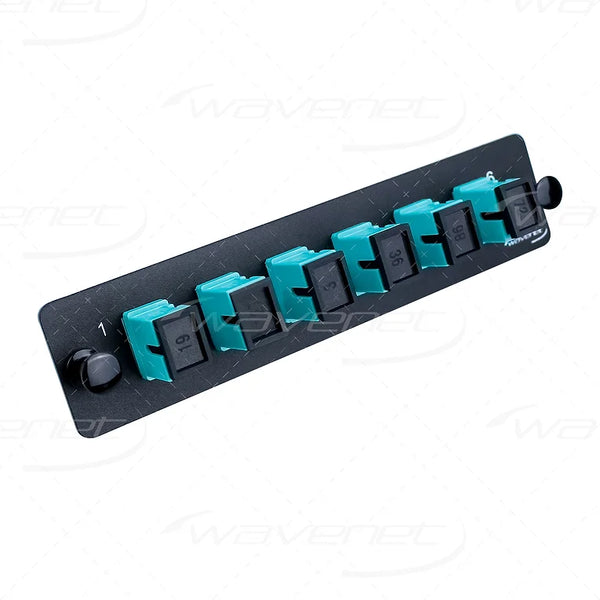 WAVENET SC Fiber Adapter Panel 6-Port, Simplex, Multmode/OM3, Aqua