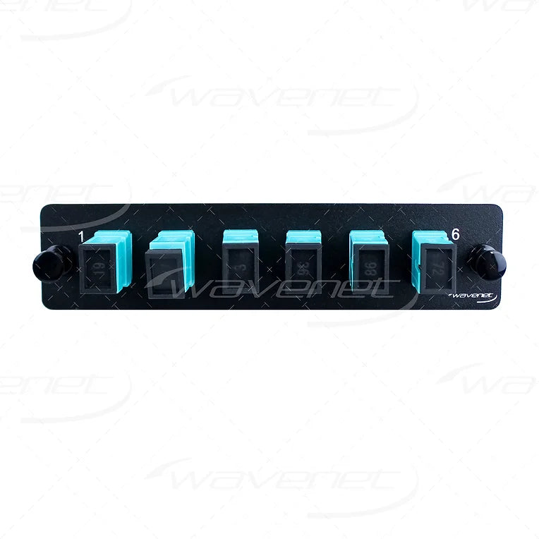 WAVENET SC Fiber Adapter Panel 6-Port, Simplex, Multmode/OM3, Aqua
