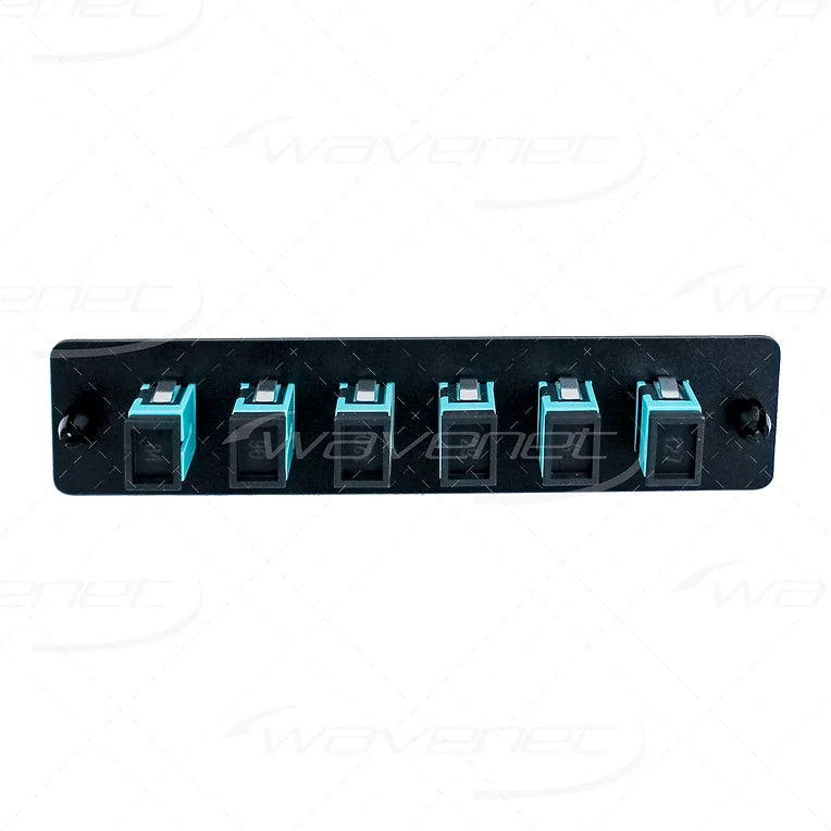 WAVENET SC Fiber Adapter Panel 6-Port, Simplex, Multmode/OM3, Aqua