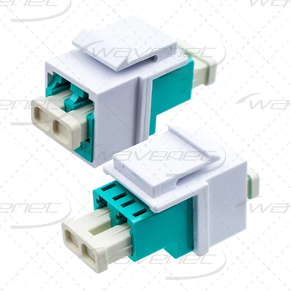 WAVENET Fiber Optic Keystone Adapter LC Duplex, OM3/MM, Aqua