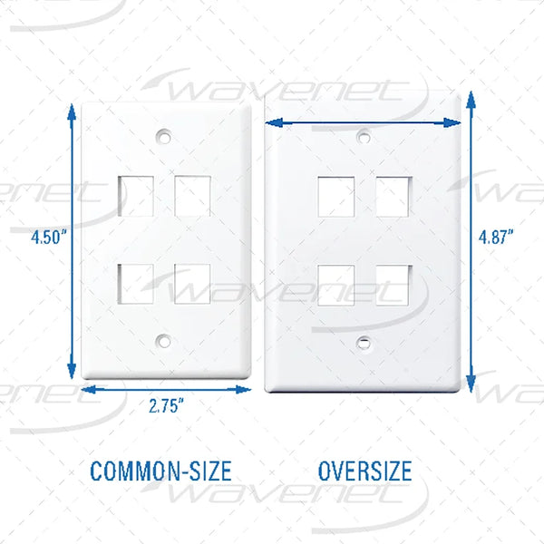 WAVENET OVERSIZED FACEPLATES FLUSH STYLE PORT 1/2/3/4/6 (SINGLE PACKS)