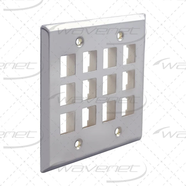 WAVENET 12 PORT DOUBLE GANG FLUSH MOUNTING STYLE STAINLESS STEEL FACEPLATE