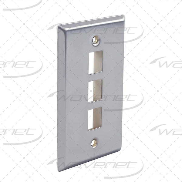 WAVENET 3 Port FLUSH MOUNTING STYLE STAINLESS STEEL FACEPLATE