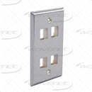 WAVENET 4 PORT FLUSH MOUNTING STYLE STAINLESS STEEL FACEPLATES (SINGLE PACKS)