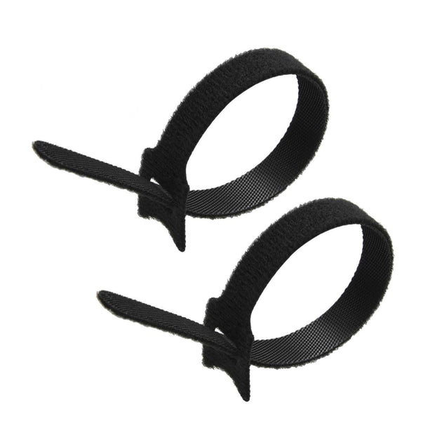 8 Inch Hook and Loop Wrap Strap 1/2" Width Black With Slot 100 Pack