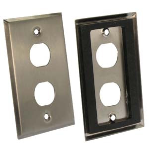 2-Port Single Gang Stainless Steel Wall Plate with Water Seal