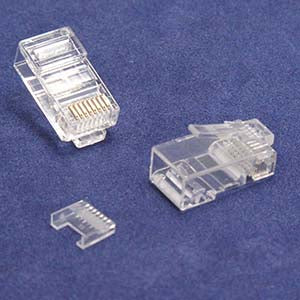 RJ45 Cat. 5E Plug - Solid - 3 Prong - 50 Micron - with Guide - 100 Pack