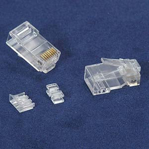 RJ45 Cat.6A Plug - Solid - 3 Prong - 50 Micron - 3 piece type -100 pack