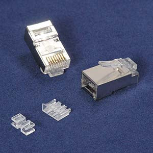 RJ45 Cat.6A Plug - Shielded - Solid - 50 Micron - 3 piece Type -100 pack