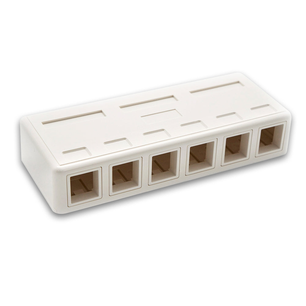 6x Rj 45 Module Empty Box 6 Port RJ45 Surface Mount Box White (Box Only)
