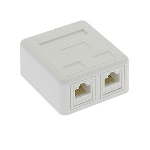 2 Port Surface Mount Box White with Cat.5E Jack Included