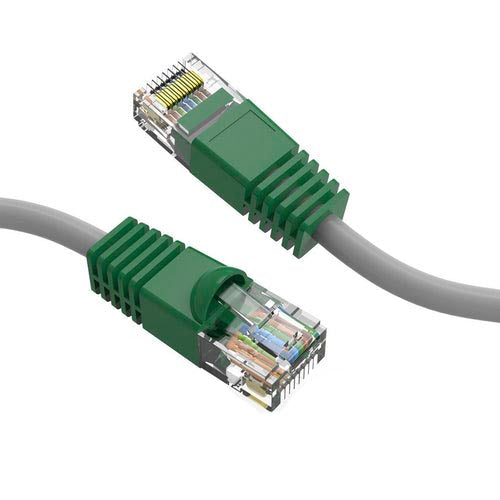 3 Foot Cat.5e Crossover Cable Gray Wire/Green Boot