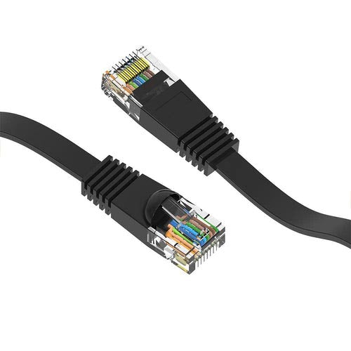 7 Foot Cat6 Flat Ethernet Network Cable Black