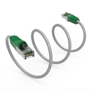 Shielded Cat.6 Crossover Cable Gray Wire/Green Boot. Various Lengths
