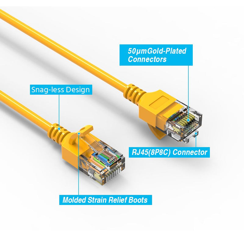 10 Foot Cat6A UTP Slim Ethernet Network Booted Cable 28AWG