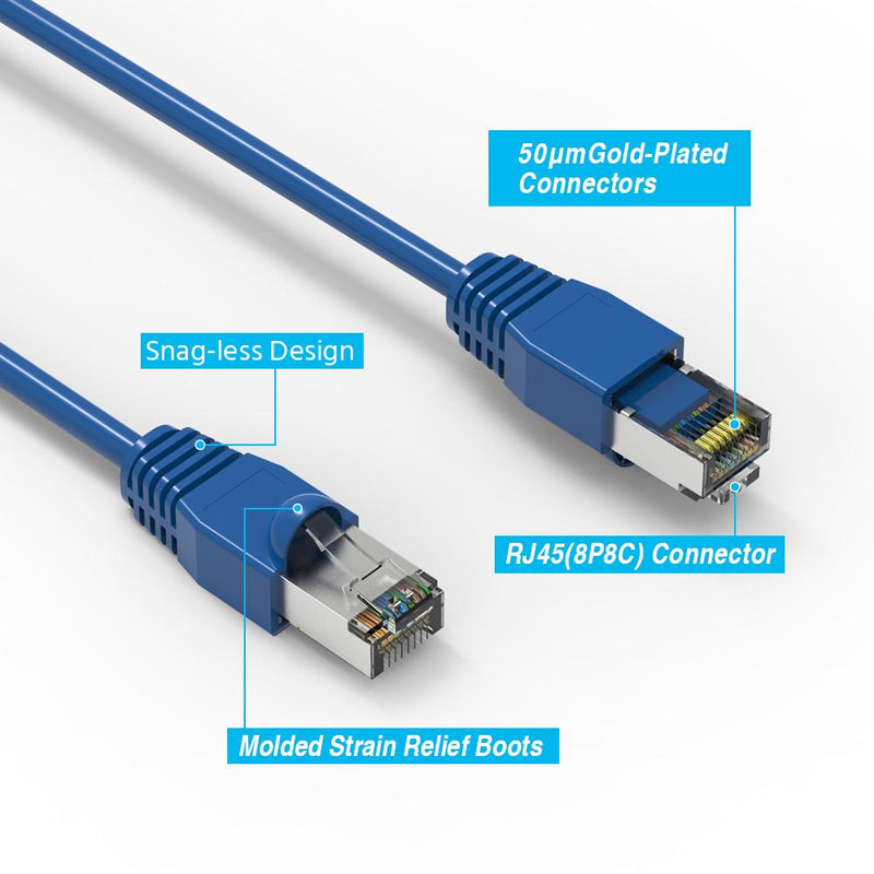 1 Foot Cat6A Shielded (SSTP) Ethernet Network Booted Cable