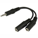 4 inch 3.5mm Stereo Male Plug to (2) 3.5mm Stereo Female Jacks