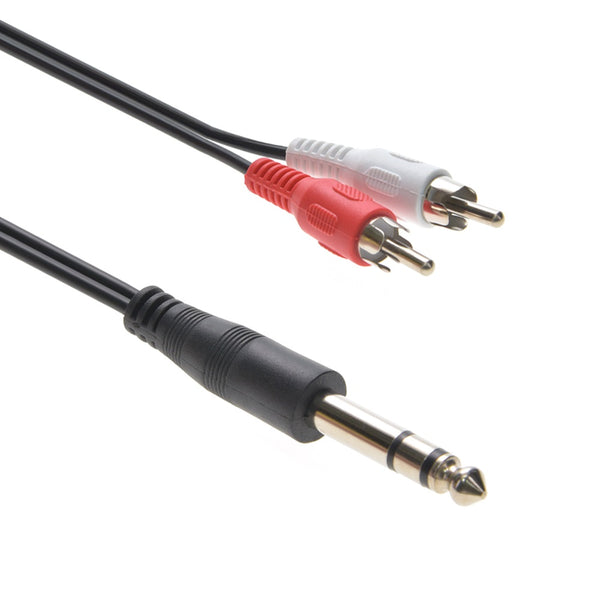 6 Foot 1/4" Stereo Male Plug to (2) RCA Male Plugs