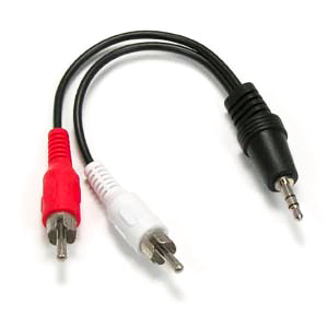 6 inch 3.5mm Stereo Male Plug to (2) RCA Male Cable