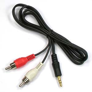 3 Foot 3.5mm Stereo Male Plug to (2) RCA Male Cable