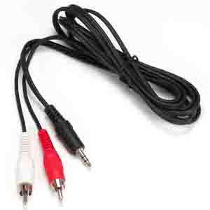 6 Foot 3.5mm Stereo Male Plug to (2) RCA Male Cable
