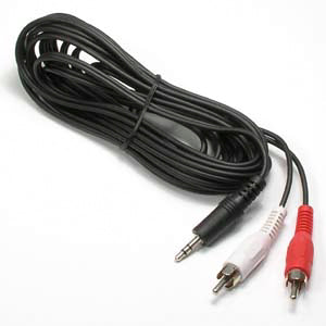 12 Foot 3.5mm Stereo Male Plug to (2) RCA Male Cable