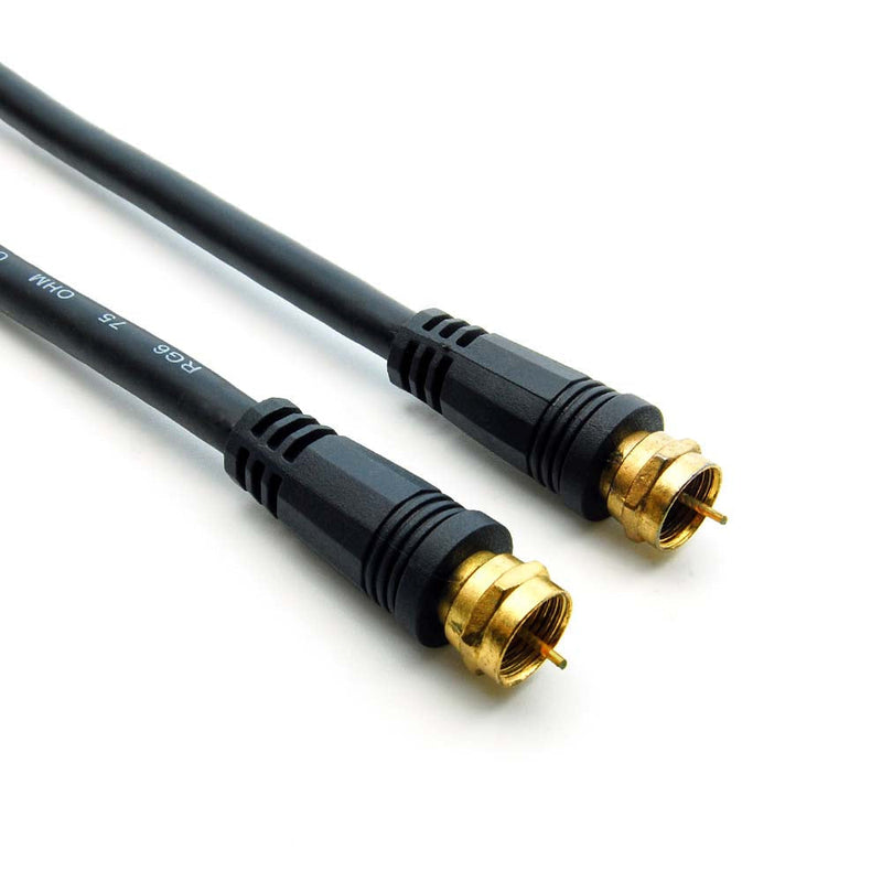 25 Foot F-Type Male to Male Gold plated RG6 Coaxial Cable Black