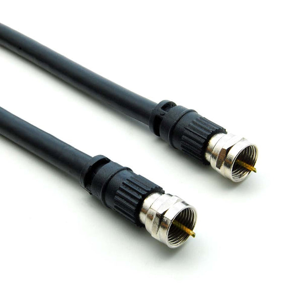 100 Foot F-Type Male to Male Nickel plated RG6 Coaxial Cable Black