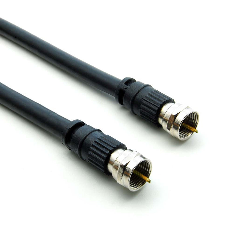 12 Foot F-Type Male to Male Nickel plated RG6 Coaxial Cable Black