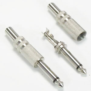 1/4 inch Mono Connector with Metal Housing and Strain Relief