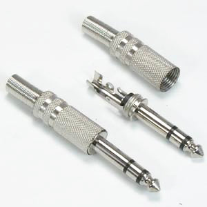 1/4 inch Stereo Connector with Metal Housing and Strain Relief