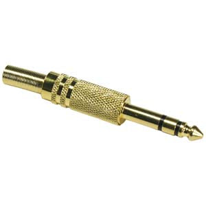 1/4 inch Gold Plated Stereo Connector with Metal Housing and Strain Relief