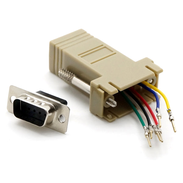 DB9 Male to RJ11/12 (6 wire) Modular Adapter Ivory