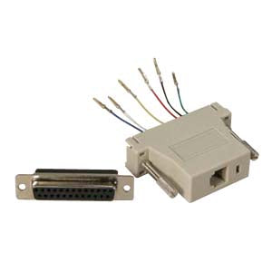 DB25 Female to RJ11/12 (6 wire) Modular Adapter Ivory