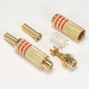 RCA Female Connector Jack Metal Gold Plated Red Color